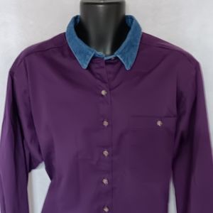 Panhandle Slim Purple Button Down Shirt with Blue Collar